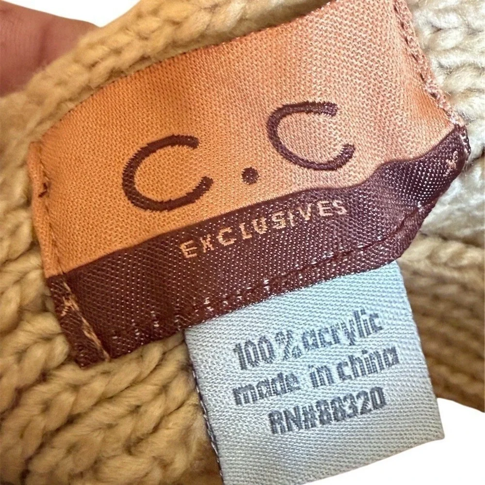 C.C. Exclusives Headband Womens Beige Braided Chunky Knit Gold Studs lot of 12